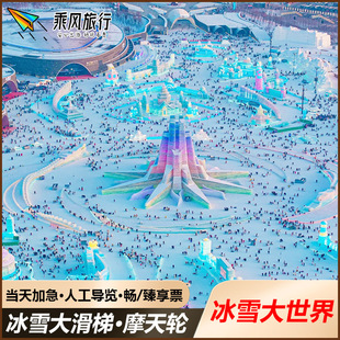 【哈尔滨冰雪大世界门票】畅/臻享VIP快速通/摩天轮/超级大滑梯预约码/人工带领畅玩