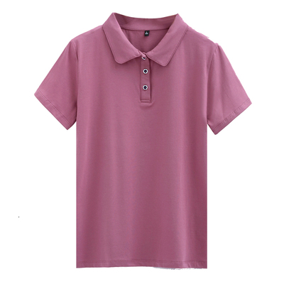 翻领纯色女大码打底衬衣短袖t恤