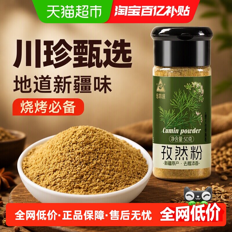 川珍孜然粉50g烧烤料撒料新疆羊肉串蘸料烤肉腌料火锅底料家用