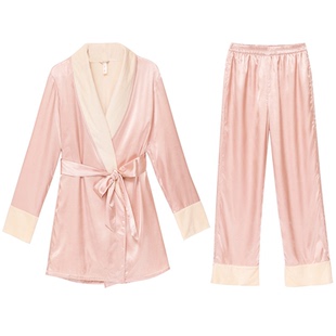 NoirTease春秋加厚加绒性感长袖保暖睡衣睡袍两件套装家居服女冬