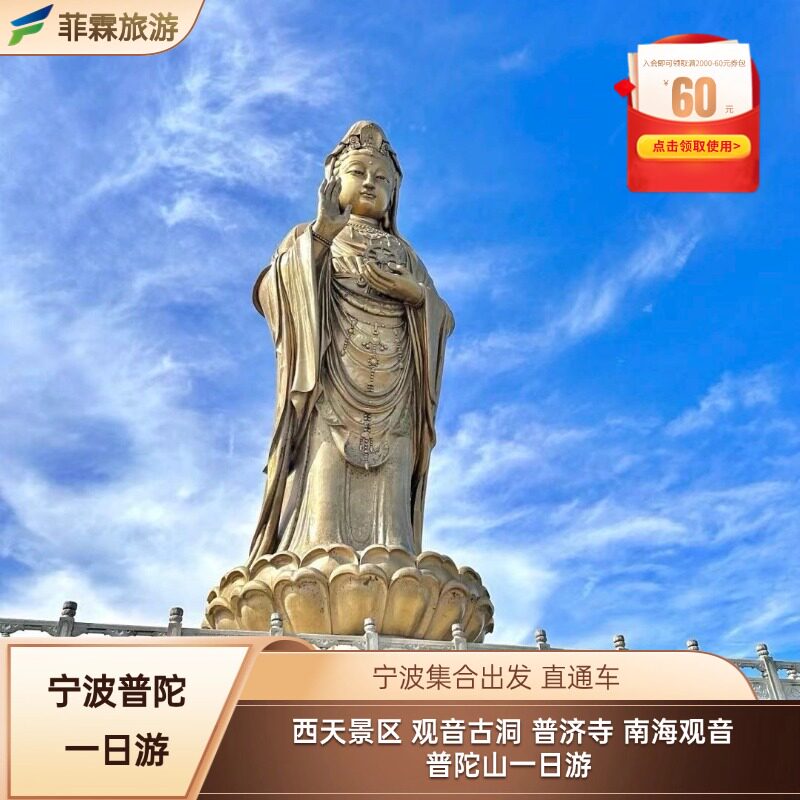 宁波出发 舟山普陀山一日游 西天景区 观音古洞 普济寺 南海观音
