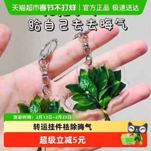 柚子叶民俗寓意去晦气钥匙扣转运幸运书包挂件亚克力创意小众礼物