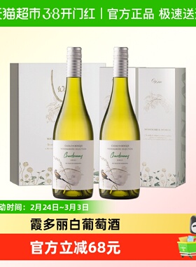 智利原瓶进口白葡萄酒霞多丽干白葡萄酒双支精美礼盒装750ml*2