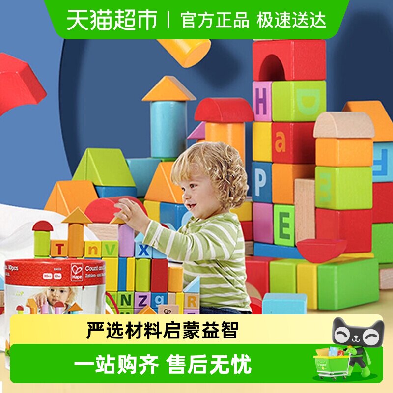 Hape儿童益智积木拼搭玩具1-6周岁婴儿宝宝早教智力开发生日礼物