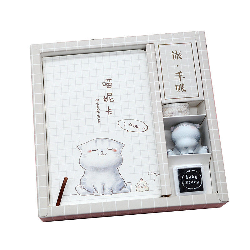 超萌可爱小猫咪笔记本学生记事本精致文具独角兽套装手账本子礼物