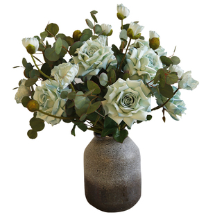 晶华造花仿真花米兰油画玫瑰原创设计桌面玫瑰花艺套装陈列摆件