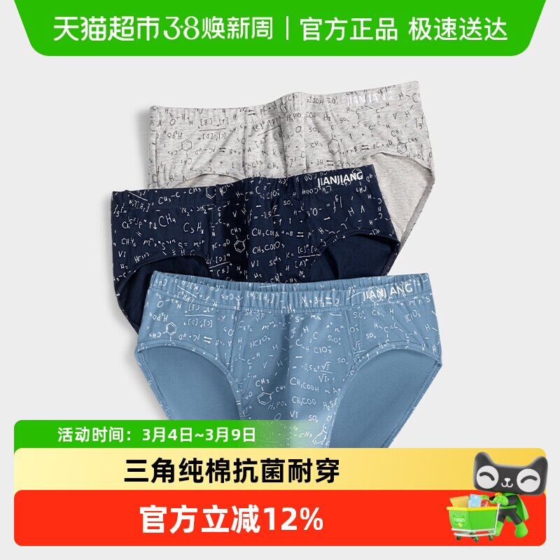 健将男士三角内裤新款纯棉底裤透气男生裤衩宽松大码男式短裤头