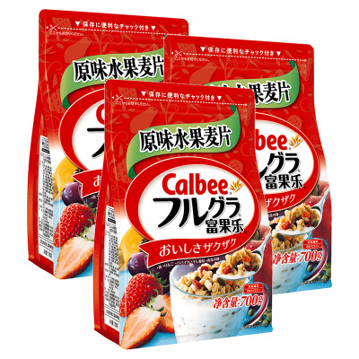 日本卡乐比Calbee进口富果乐即食水果麦片700g*3新包装混合果味