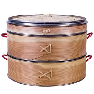 不锈钢柳杉木蒸笼加高加深商用蒸屉蒸子小笼包蒸格竹制笼屉家用