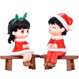 促销微景观多肉盆栽小饰品可爱圣诞节装饰手工蛋糕塑料情侣小摆件