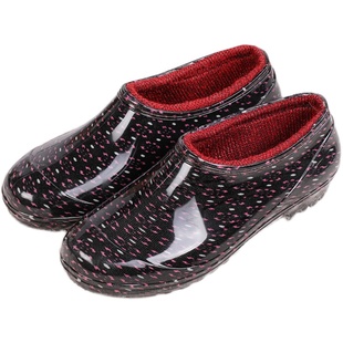 春秋时尚元宝短筒雨鞋女雨靴低帮防滑水鞋加棉保暖洗车工作胶鞋套