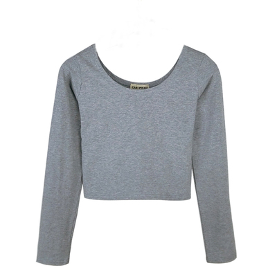 女秋短款紧身漏肚脐高腰运动t恤