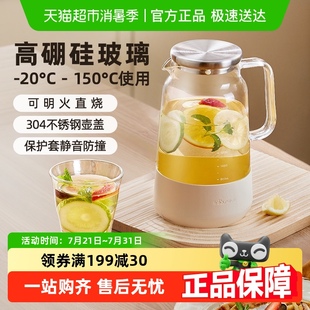小熊冷水壶玻璃凉水壶大容量泡茶壶家用耐高温晾白开水杯果汁扎壶