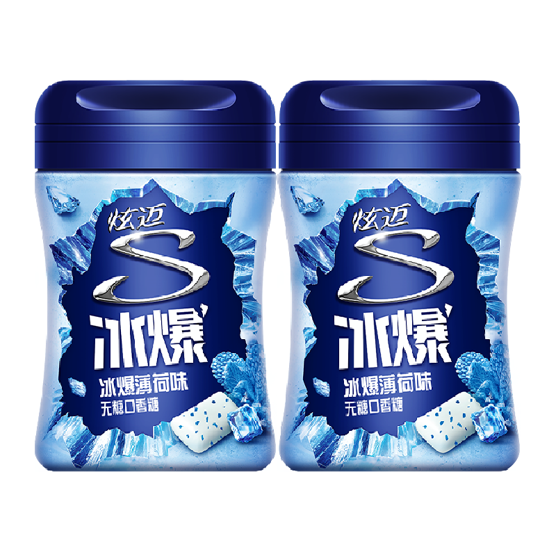 炫迈冰爆薄荷味脆皮无糖口香糖果薄荷持久清新口气网红休闲零食品