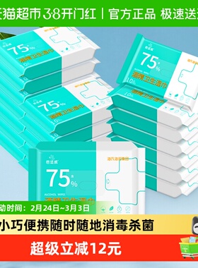海氏海诺75%酒精消毒湿巾便携10片*20包医用杀菌家用湿纸巾学生