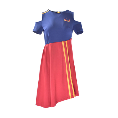 原创足球宝贝不规则露肩连衣裙