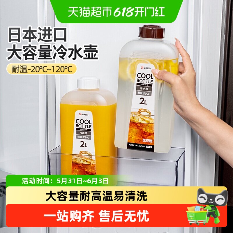 日本进口冰箱冷水壶家用水杯子大容量果汁茶壶耐高温冷泡壶凉水壶