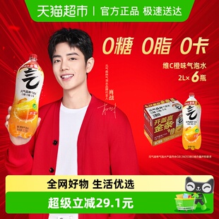 气森林维C橙味气泡水0糖0脂0卡饮料2L 元 6瓶整箱 肖战代言