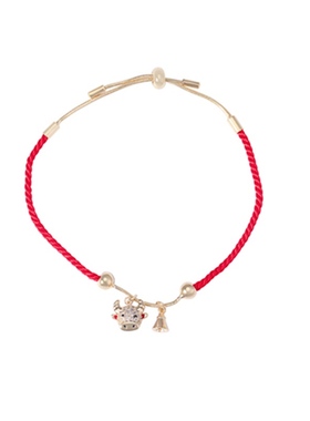 牛年红绳手链女抽拉吉福字开口潮