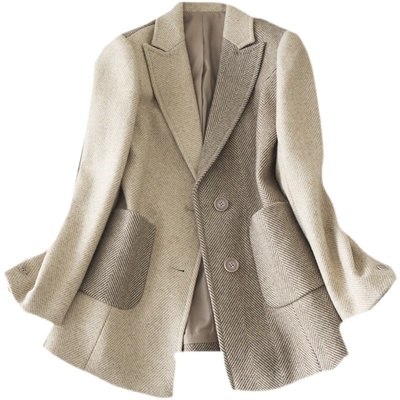 气质通勤时髦拼色设计浪里扣挺括