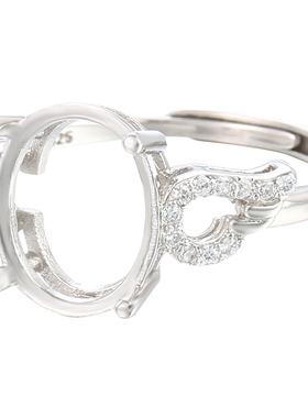 纯银天使翅膀玛瑙翡翠戒指空托