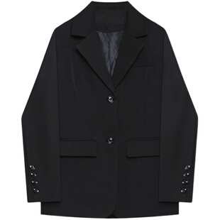 杏白色小西装外套小众设计英伦风自制春秋韩版女西服西装外套