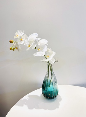 绿色洒金花边瓶外贸出口手工玻璃花器高29口径5.5