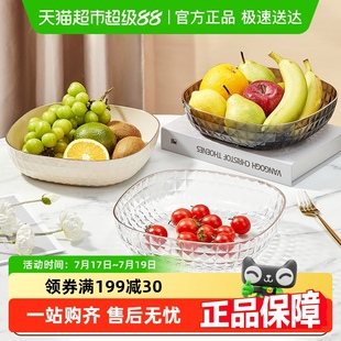 沃德百惠方形透明水果盘食品级甜品点心盘子家用客厅收纳吐骨碟