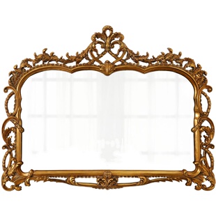 140美欧法式横板镜金箔卫生间挂镜浴室镜子沙发装饰镜奢华壁炉镜