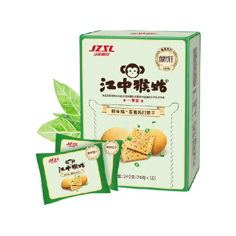 江中猴姑香葱苏打饼干5天装240g*1盒猴头菇养胃弱碱中和胃酸零食