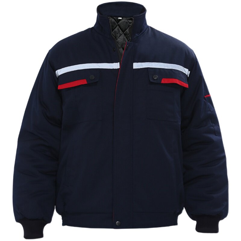 棉衣工作服男冬季保暖加厚劳保服棉袄上衣冬装反光条工装制服防寒