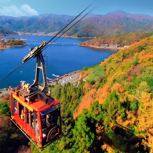 日本富士山河口湖全景缆车+抹茶体验+罗森便利店+忍野八海+一日游