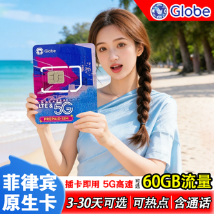 菲律宾电话卡5G流量上网卡4G长滩宿务薄荷手机卡globe长滩岛旅游