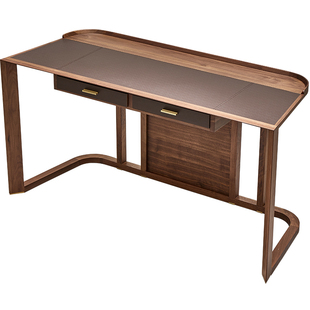 北美黑胡桃木书桌意式轻奢书房学习桌实木写字台家用办公桌电脑桌