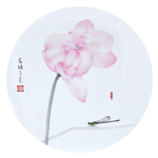 新中式水彩画荷花莲叶客厅玄关屏风挂画民宿墙画壁画喷绘打印画