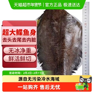 鲽鱼身去头去尾去内脏特大比目鱼中段深海鸦片鱼