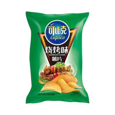 【零食广场】可比克袋装薯片烧烤味55g休闲零食下午茶点心