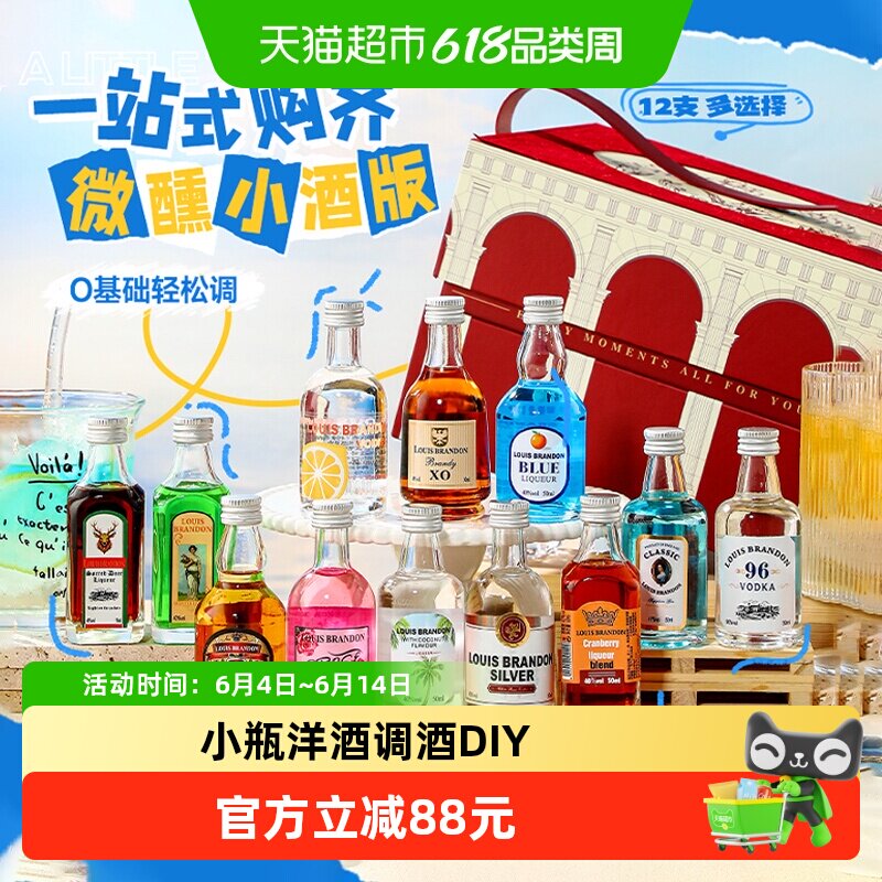 便利店调酒伏特加金酒白朗姆酒威士忌小瓶洋酒组合调酒套装基酒