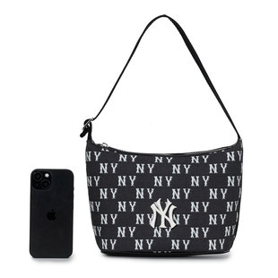 【自营】MLB单肩包新款男女包休闲包拎包黑色老花通勤包3ABQM015N