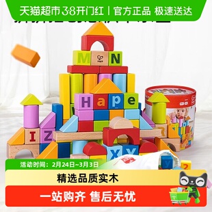 Hape木制积木大颗粒1-6岁宝宝启蒙儿童早教幼儿拼搭玩具生日礼物