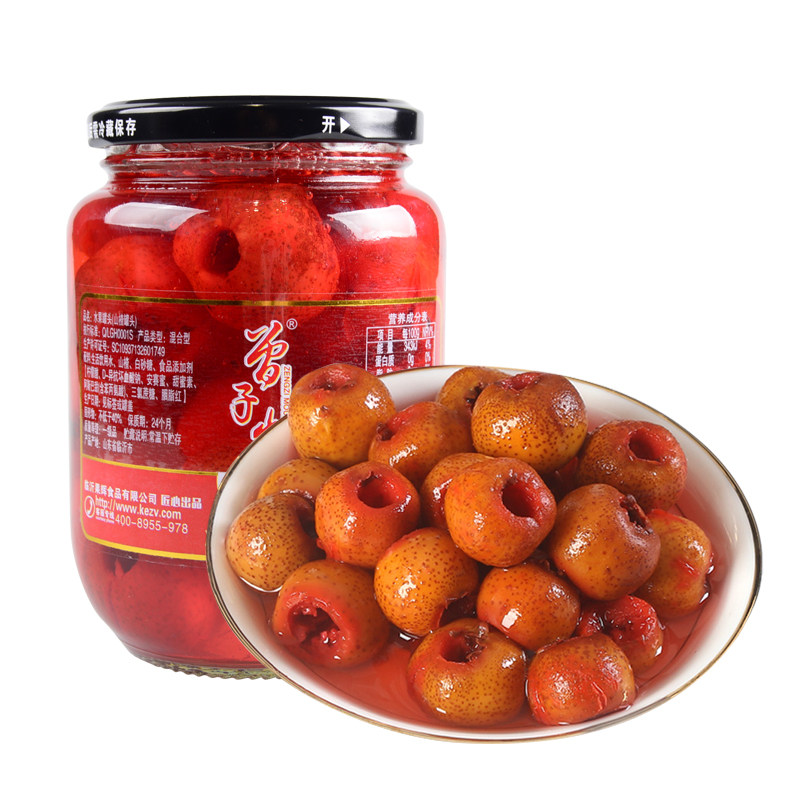 曾子山糖水山楂罐头新鲜水果玻璃瓶装批发一箱网红零食整箱罐装