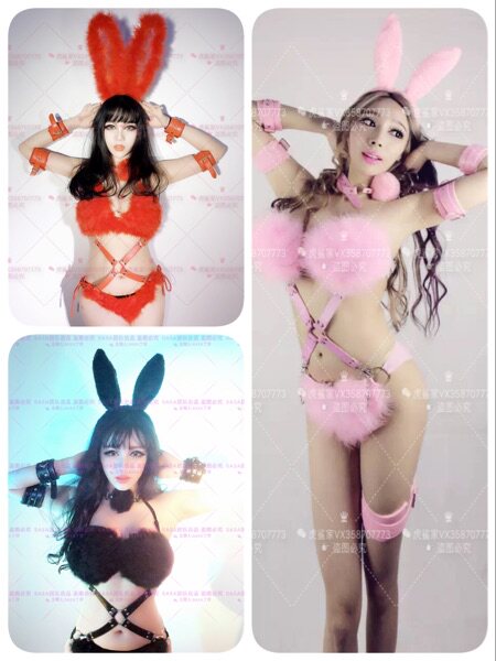 虎鲨夜店酒吧b组舞蹈歌手dj舞蹈gogo性感毛毛兔女郎情趣演出服