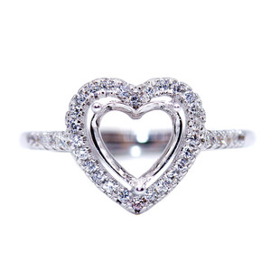 精工s925银戒指托心形戒托定制代镶嵌宝石18k金5*5-6*6-7*7-8*8