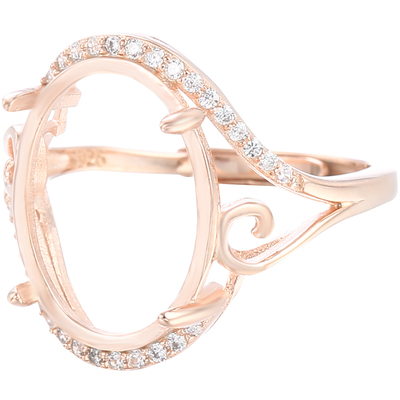 18k白金戒指空托女diy空头蜜蜡