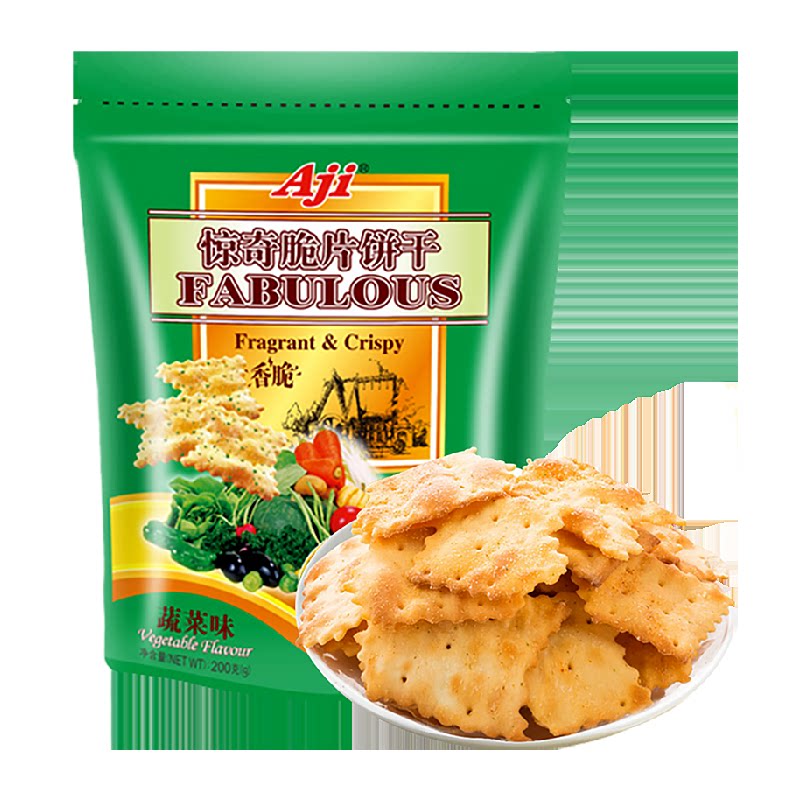 Aji惊奇脆片苏打饼干蔬菜味薄小轻脆咸味咔咔脆芝士早餐儿童零食