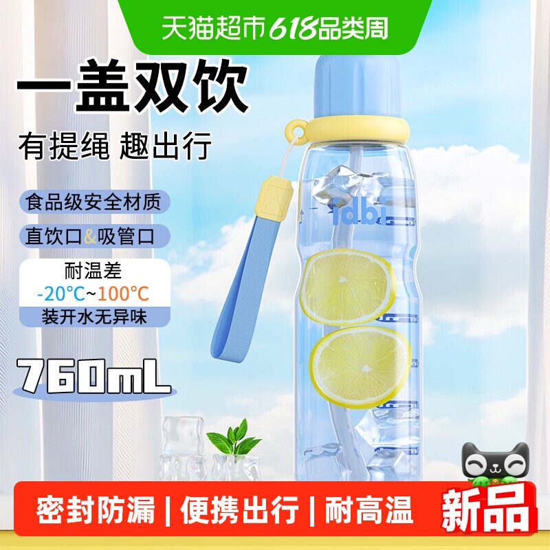 贝瑟斯新款学生杯子大容量塑料杯便携水壶运动健身直饮吸管水杯