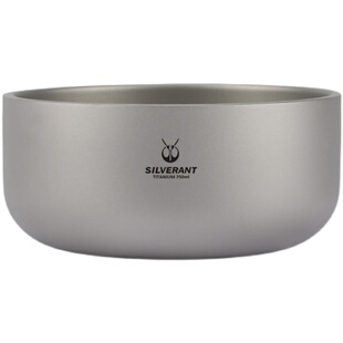 银蚁纯钛双层钛碗轻量防烫家用户外儿童野餐露营超轻收纳汤碗便携