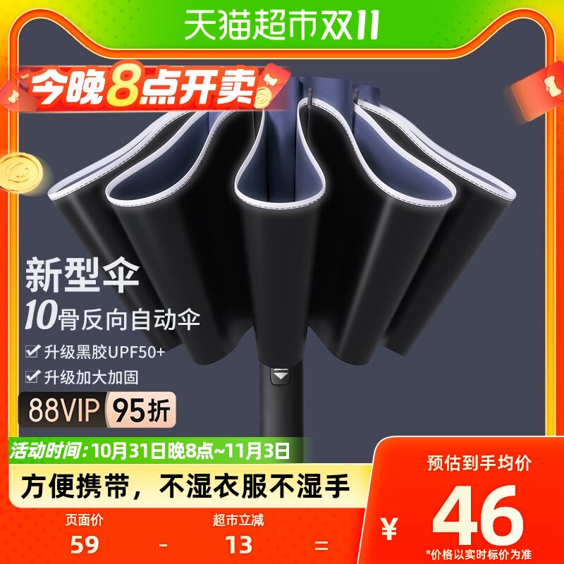 天玮伞业10骨自动车载反向伞男士大号加固折叠女晴雨两用结实抗风怎么样,好用不?