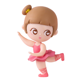 烘焙蛋糕装饰丸子头跳芭蕾舞女孩玩偶摆件粉裙女孩生日蝴蝶结插牌