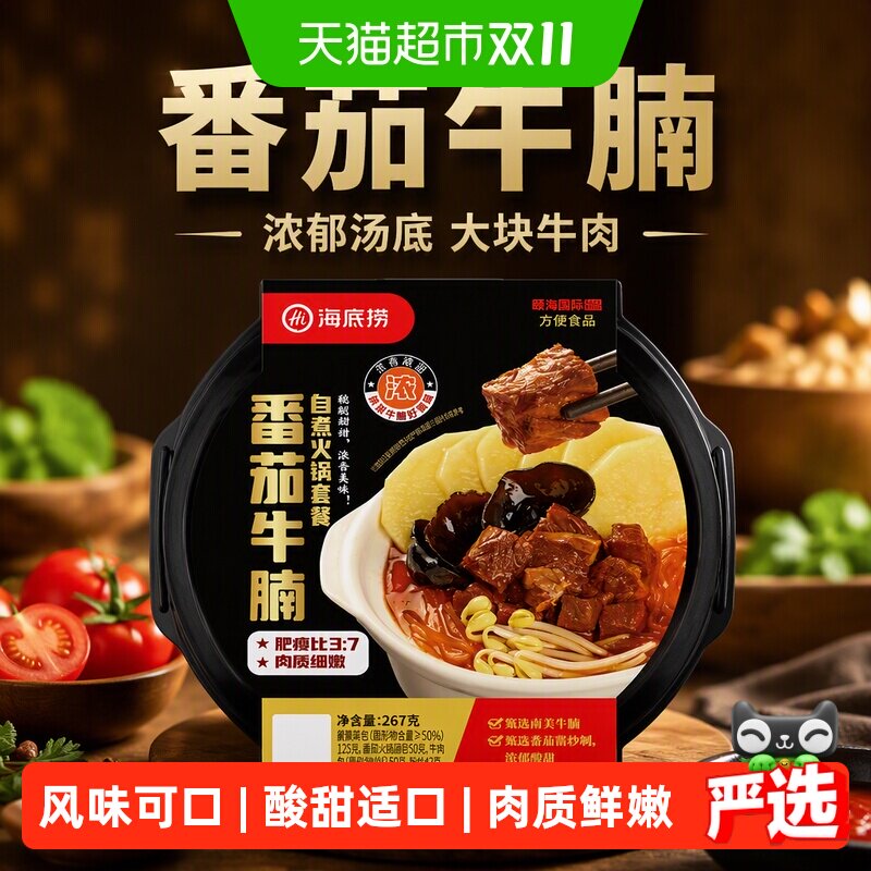 海底捞自热火锅番茄牛腩267g*1盒自煮火锅方便懒人自煮宿舍即食